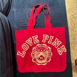 Hot pink PINK tote bag